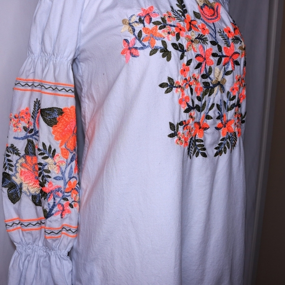 Free People Fleur De Jour Embroidered off-the-shoulder neckline Mini Dress XS - Picture 3 of 11